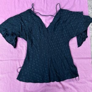 Zara green Asymmetrical Ruffled Blouse